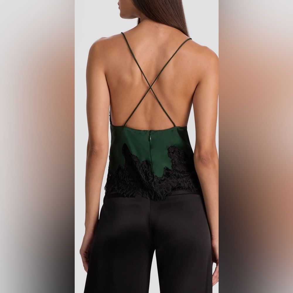 Alice + Olivia Claudia V Neck Lace Slip Top - Picture 3 of 13